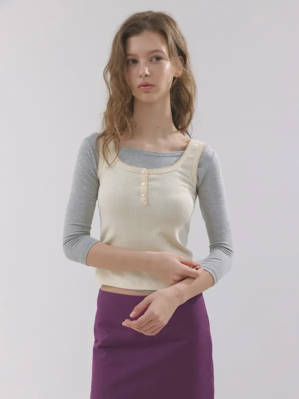 picot pointelle camisole (lemon)
