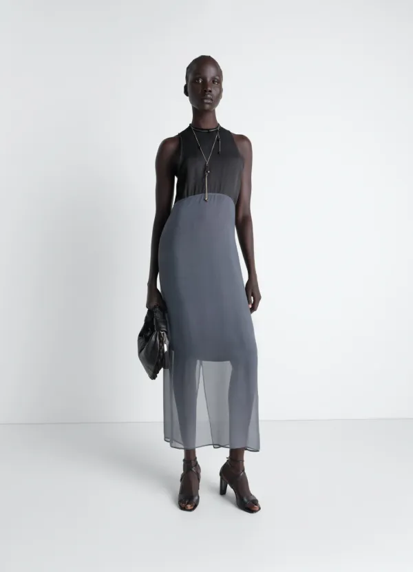COLUMN DRESS IN CREPE DE CHINE VISCOSE