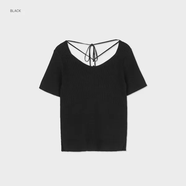 (Z-T-7059)HEART NECK STRAP SLIM KNIT