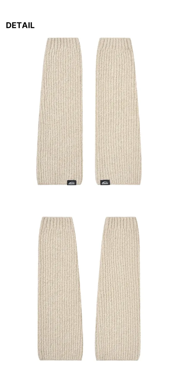 BOUCLE KNIT LEG WARMERS-BEIGE