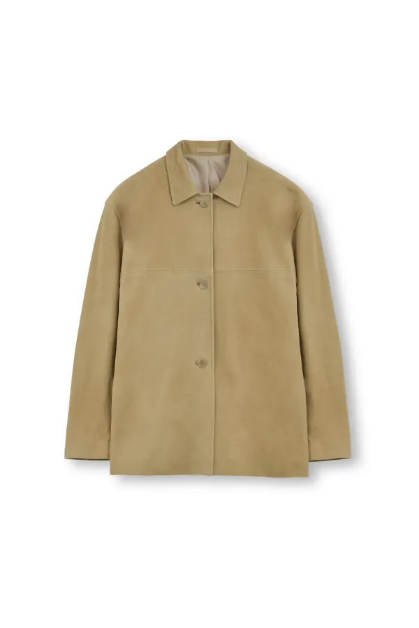 W Suede Half Coat, Beige