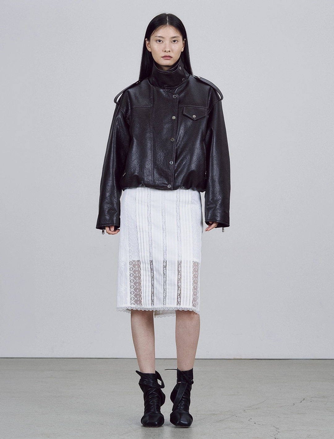 솔티페블 LACE PINTUCK MIDI SKIRT [WHITE] 상품 이미지 2