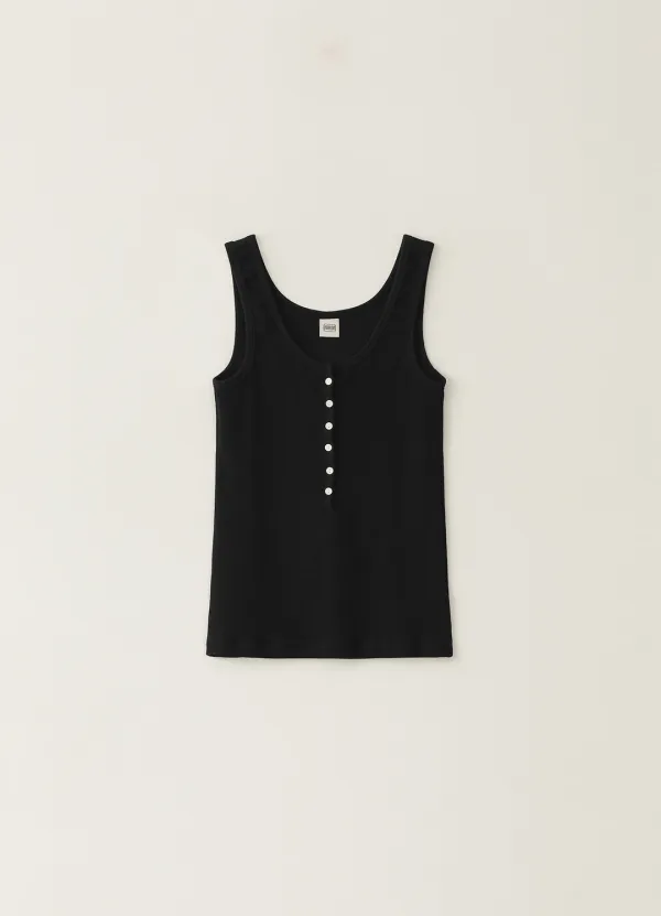 3RD / Button Ribbed Sleeveless - Black