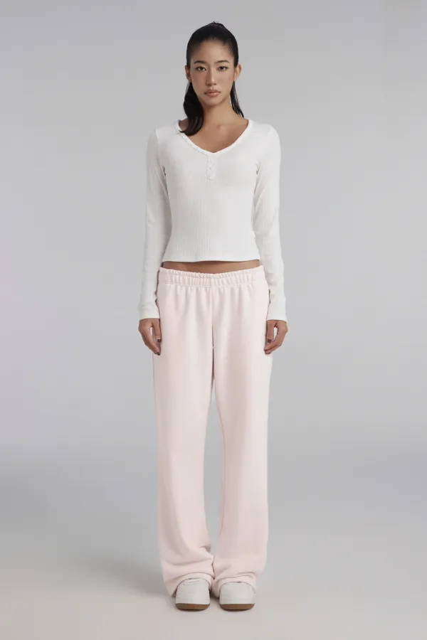 Cloud Cozy Lace Henley Top, White