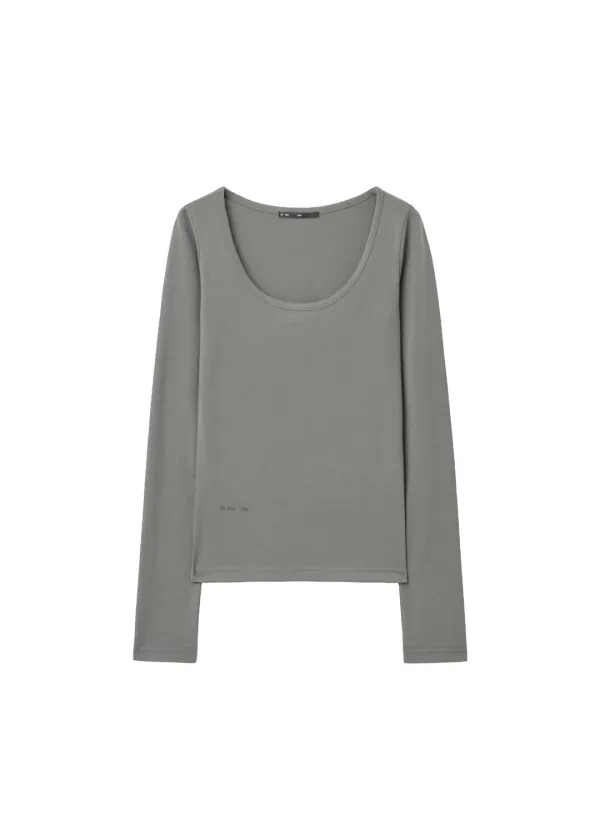 BASIC SKINNY TEE, ASH KHAKI - bohemseo