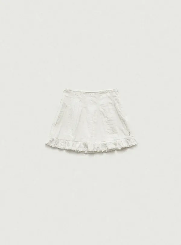 Lignes Lace Mini Skirt_White