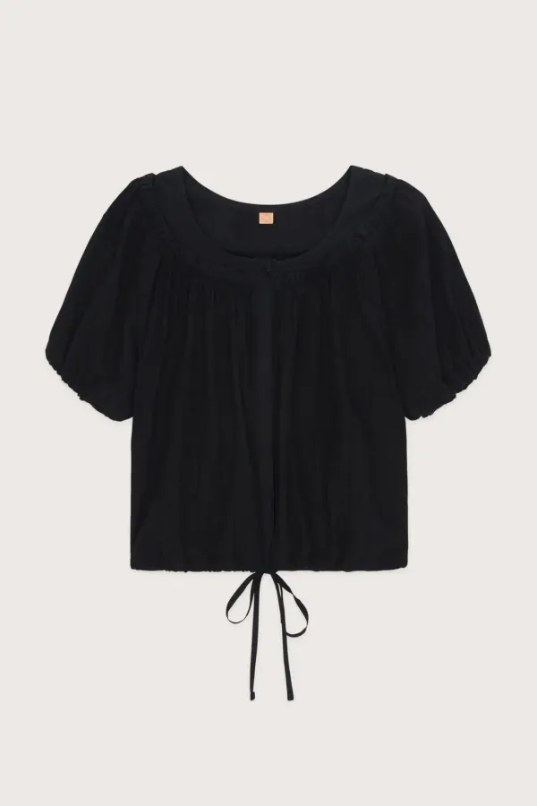 Shirring Half Blouse (Black)