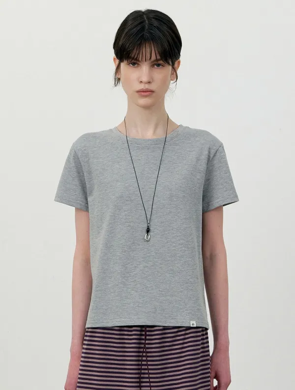 Cotton blend basic half sleeve t-shirt_Gray
