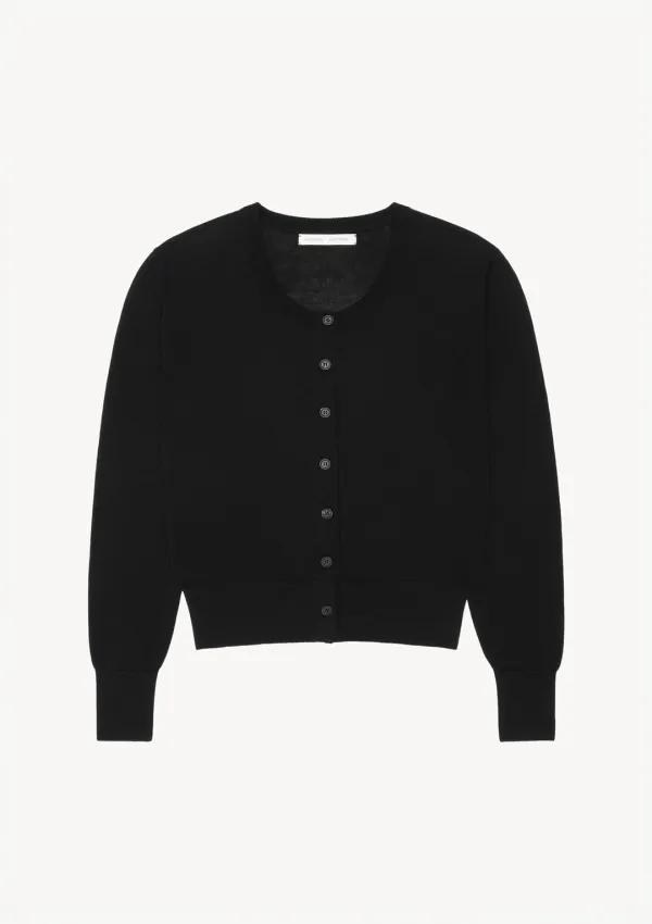 U-Neck Knit Cardigan in Black