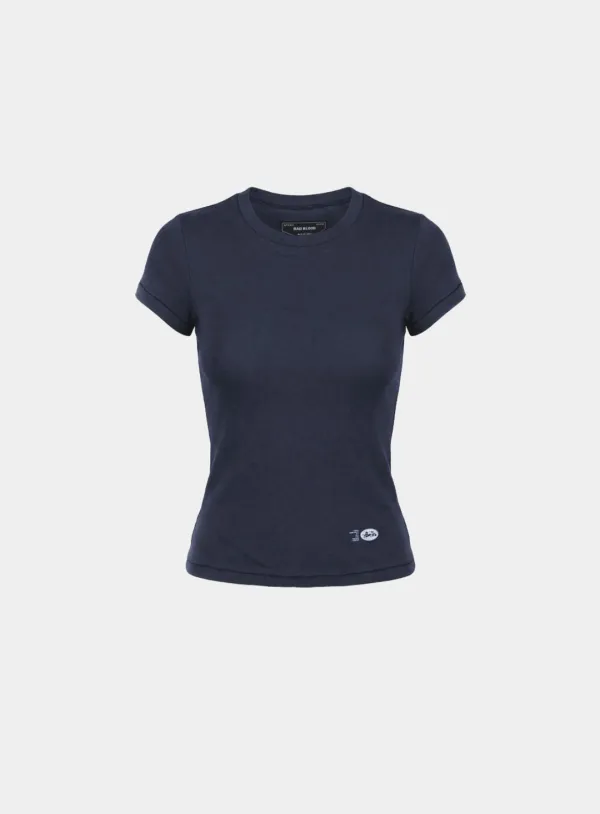[w-tee26-052] BS Cotton Jersey Fitted Short Sleeve T-Shirt - Navy