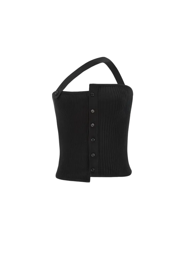 [2ND] BUTTON KNIT BUSTIER, BLACK