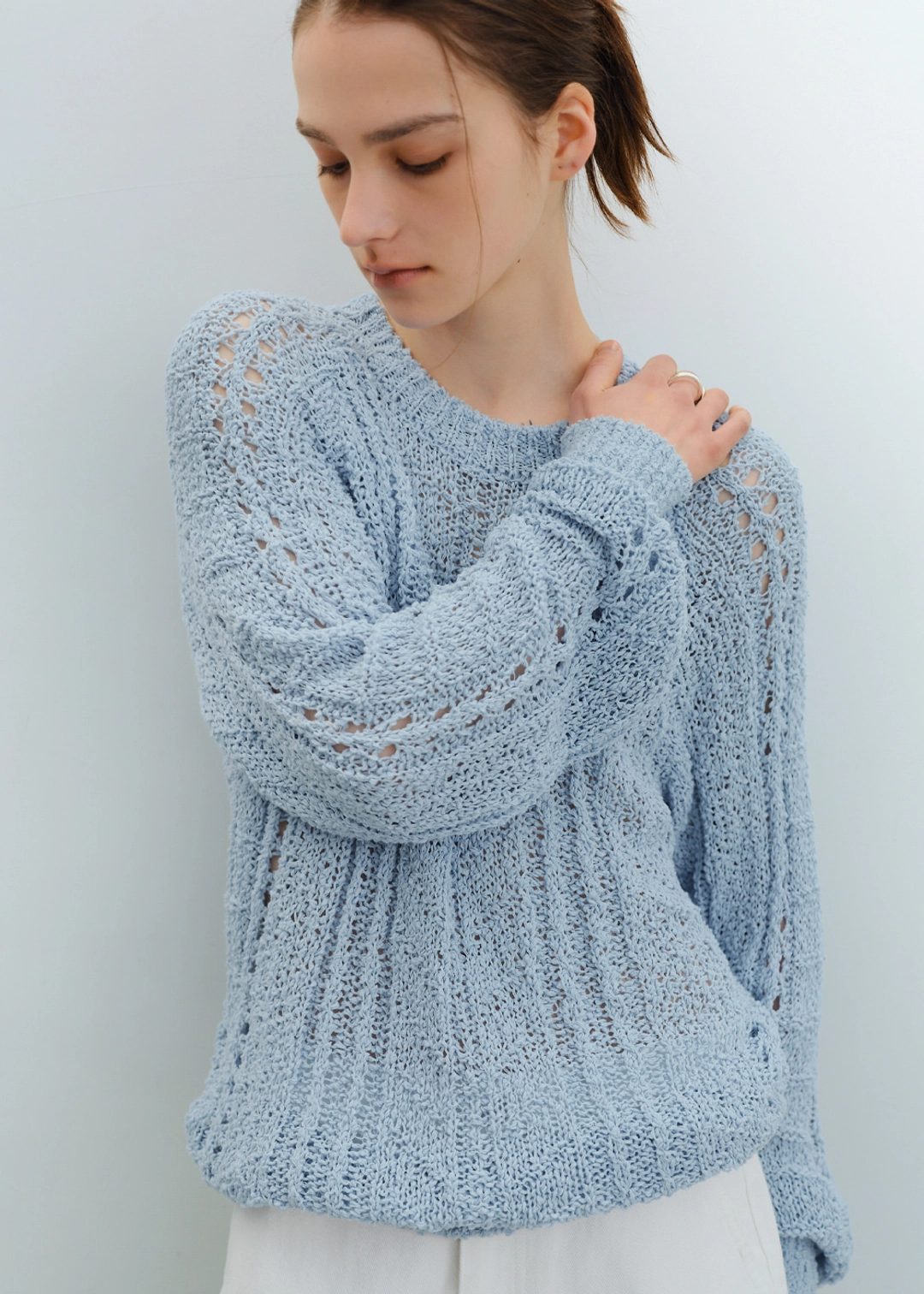 블루브릭 Knotted crew neck knit (sky blue) 상품 이미지 2