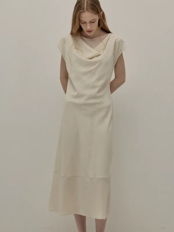 Drape neck dress - Cream
