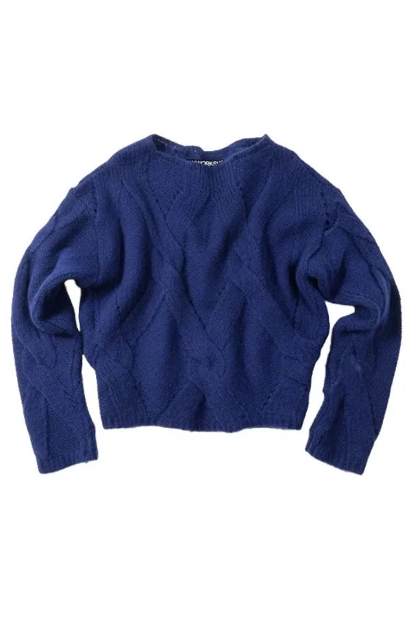 Alpaca Classic Cable  Sweater, Cobalt (4th Restock)
