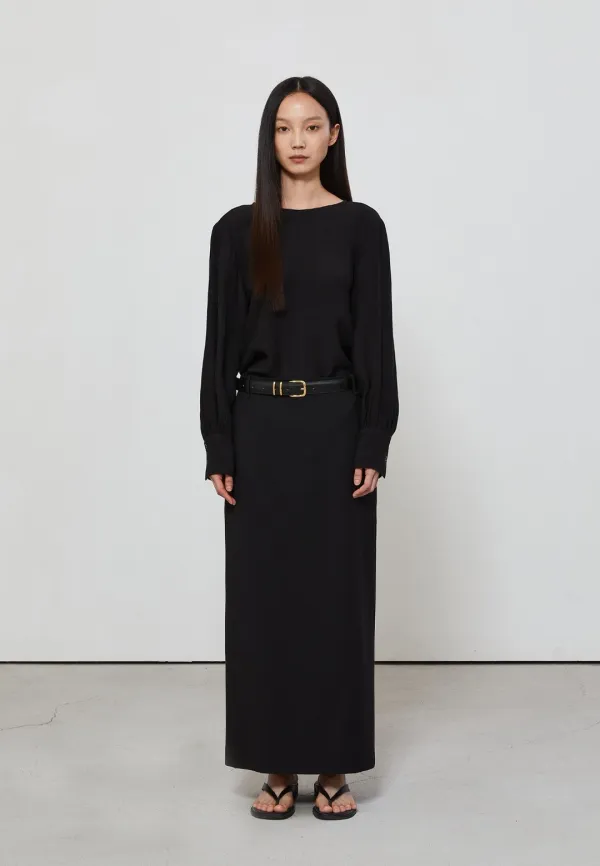 STANDARD FIT LONG SKIRT - BLACK