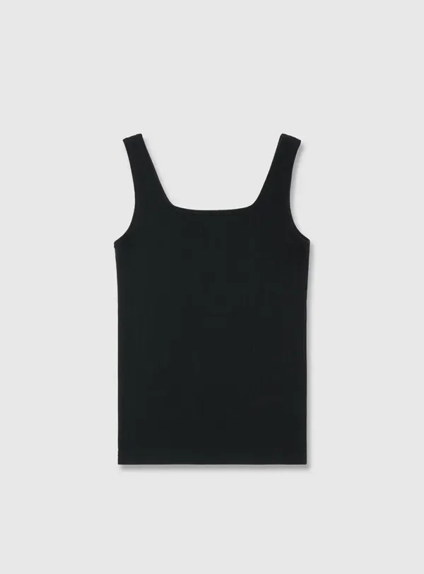 Ribbed Square-neck Sleeveless