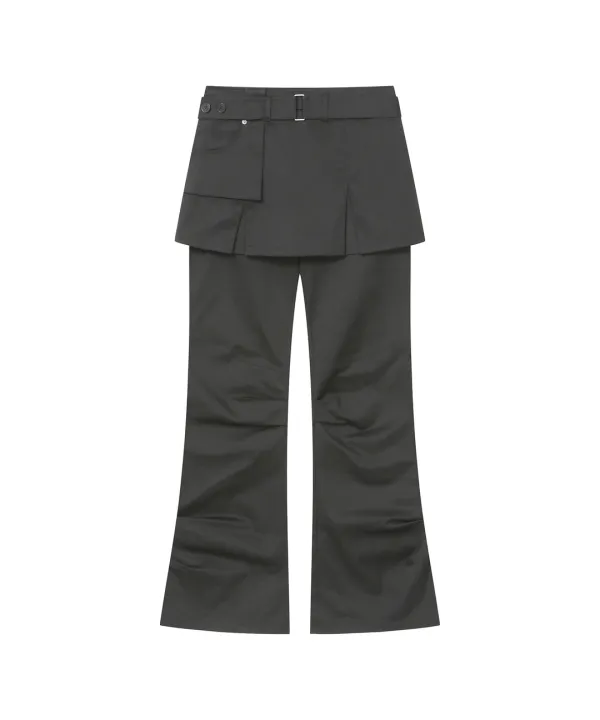[레이 PICK] One pocket layered skirt pants SET CHARCOAL