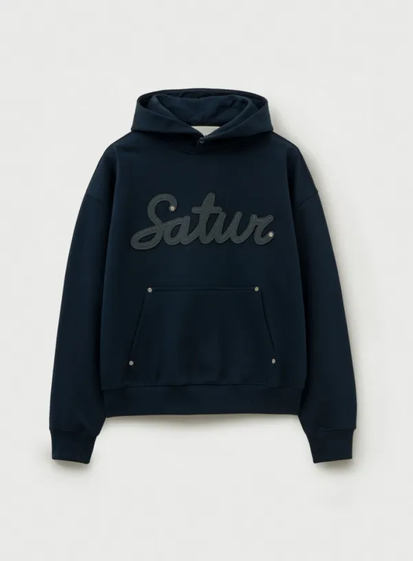 Lugo Applique Rivet Hoodie - Navy