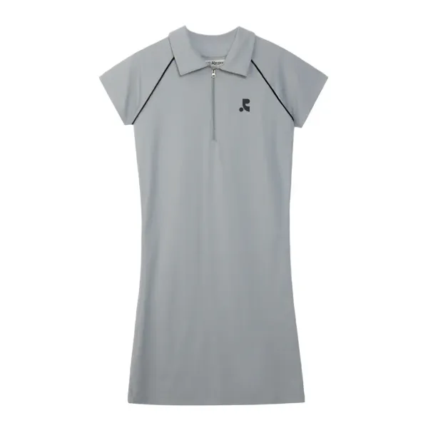 COLLAR ZIP-UP DRESS - GREY