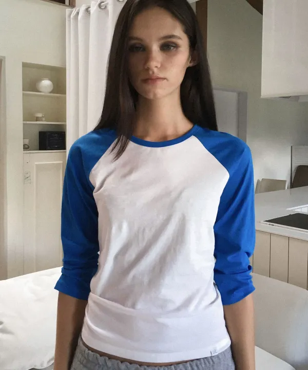 [7부/오버핏] Vintage Essential Raglan Tee-Blue