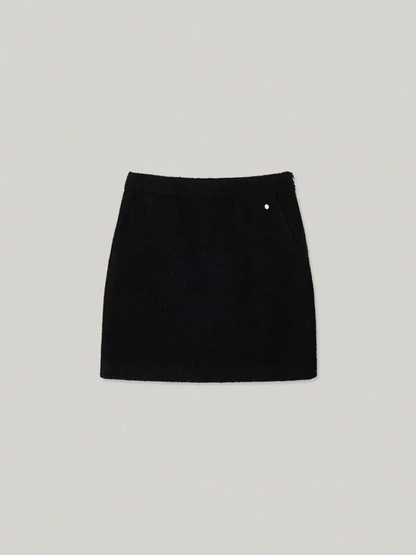 Fuzzy Tweed Skirt - black 퍼지 트위드 스커트