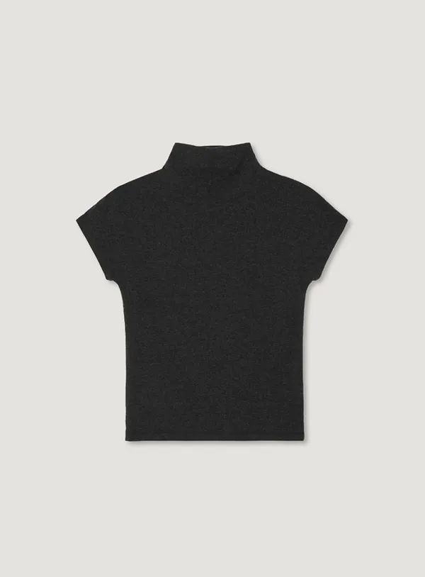VELI COWL NECK TEE_CHARCOAL