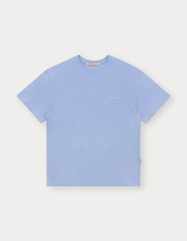 Essential Over-Fit Logo Top - Light Blue