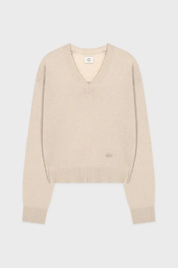 V-Neck Basic Knit (Greyish Beige)