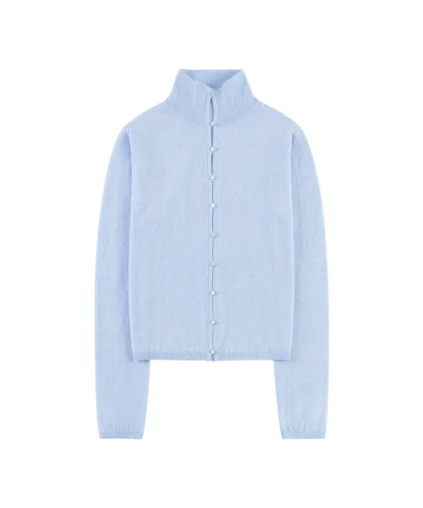 KN4282 울 블렌드 하이넥 카디건_Powder blue