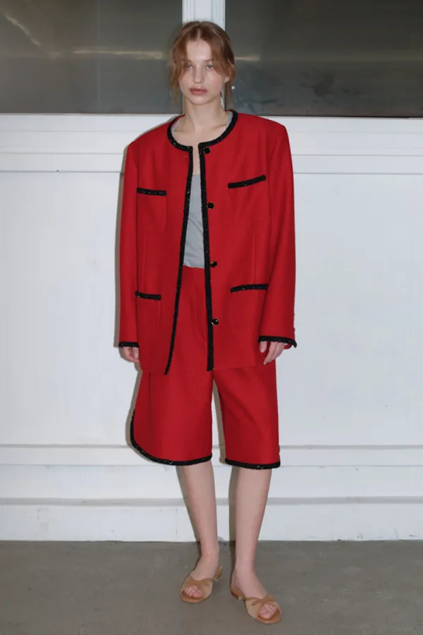ATTITUDE OVER TWEED BERMUDA PANTS_RED