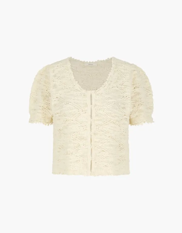 crochet knit cardigan - ivory