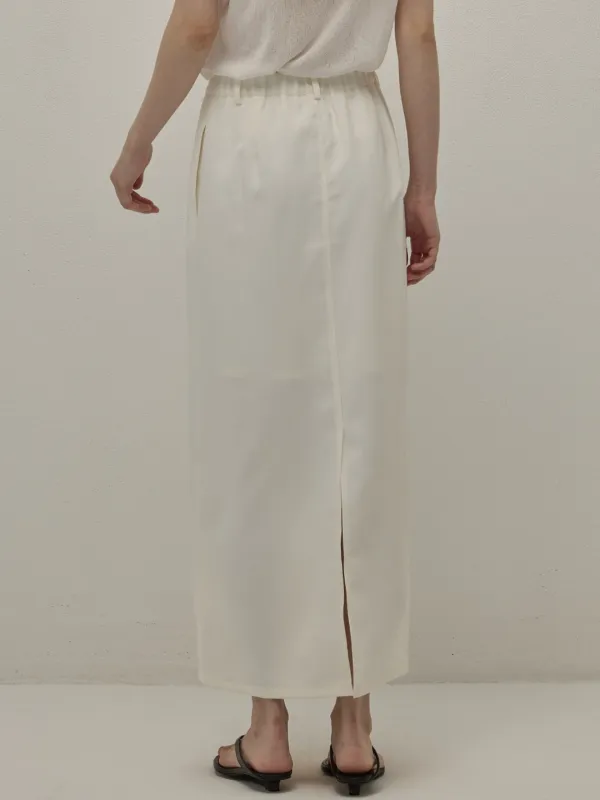 (퀸지 pick) Back slit h-line long skirt - Ivory