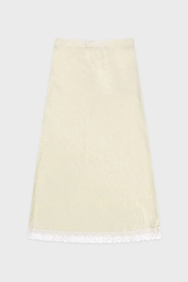 Satin Lace Long Skirt (Cream)