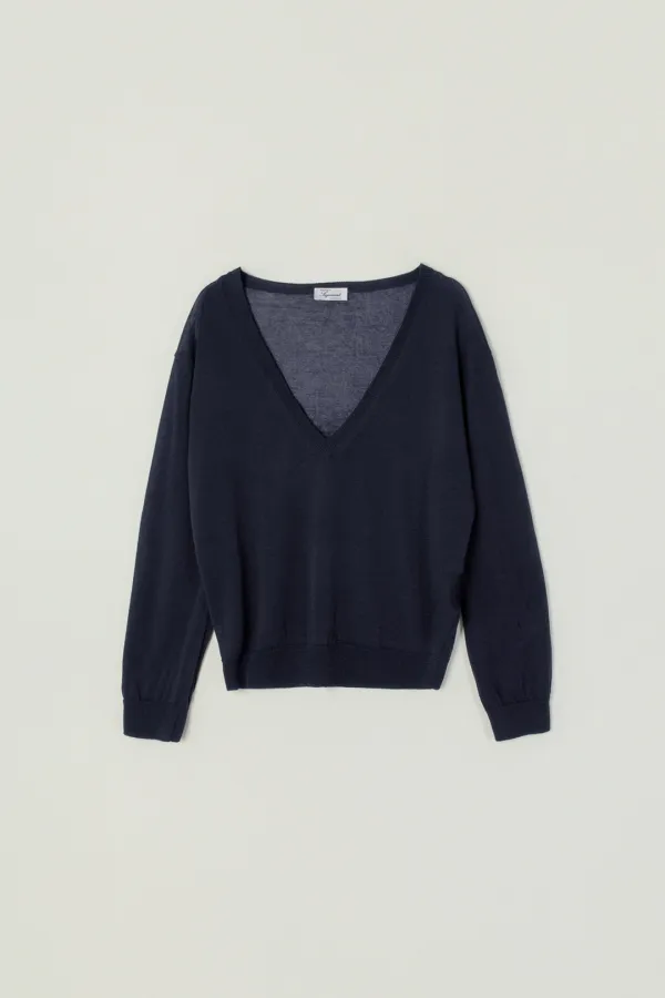 [05.29 예약발송] LINLEY LINEN DEEP V-NECK KNIT_NAVY