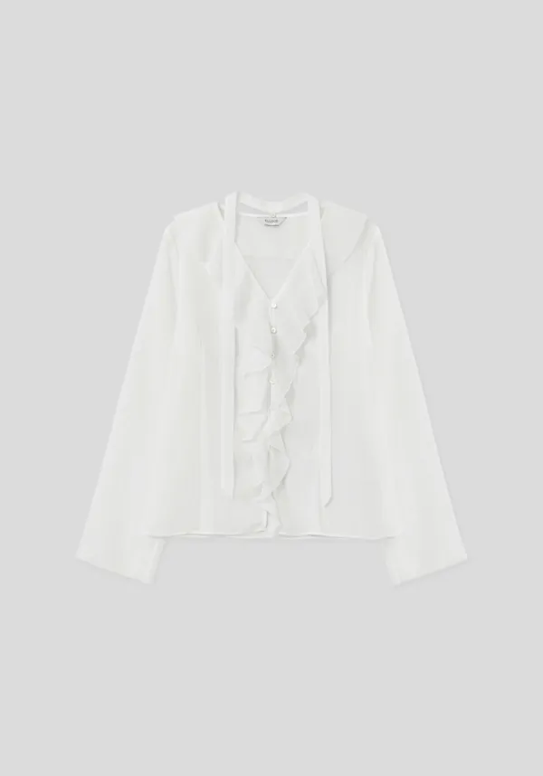 Lia Ruffle Tie Blouse (White)