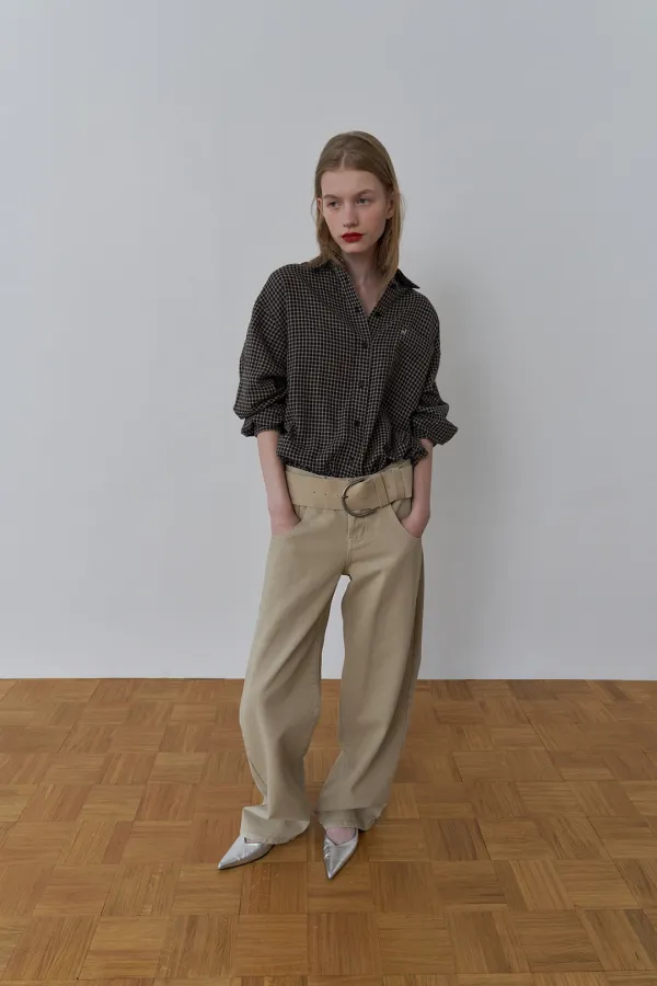 LOW-RISE WIDE DENIM PANTS_SAND BEIGE