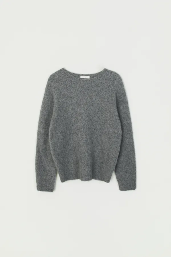 HAIRY WHOLEGARMENT FOX KNIT_GRAY