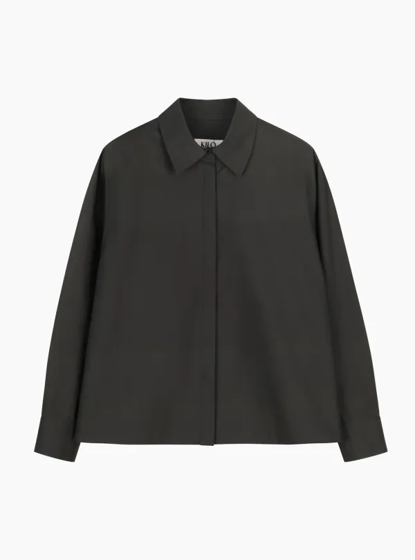 WRAP COTTON SHIRT (CHARCOAL)