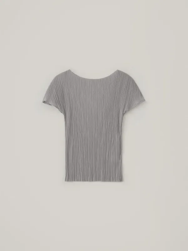 [7.30 예약 배송] Pleats Short Sleeve Top - Light Gray