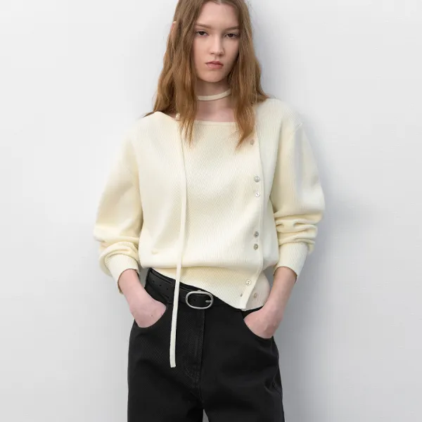 (Z-CD-2248)UNBALANCEBUTTON STRING VOLUME CARDIGAN S