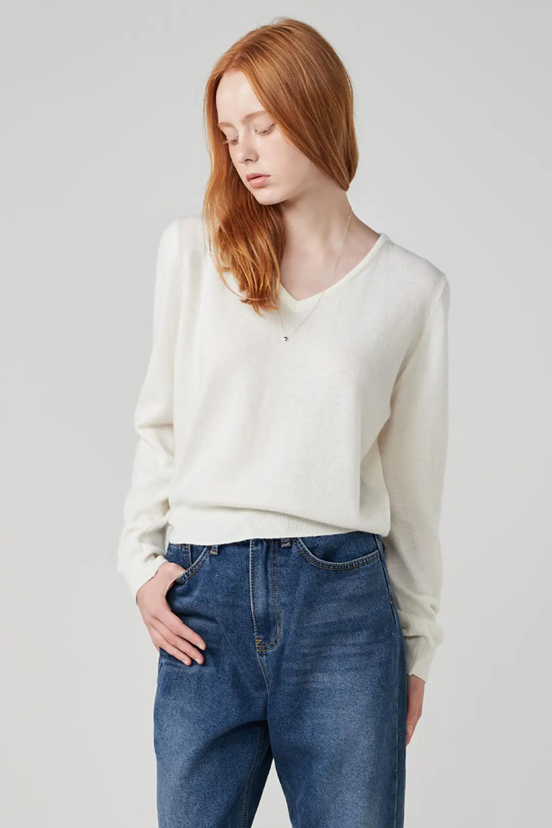 오브오브 Elie V-neck wool knit_ivory 상품 이미지 1