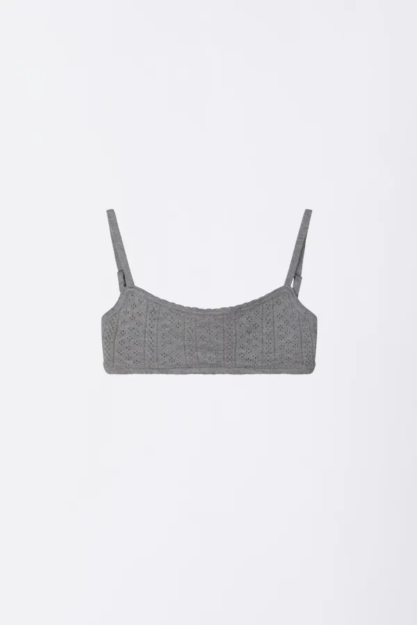 Eyelet Knit Bustier Melange Gray