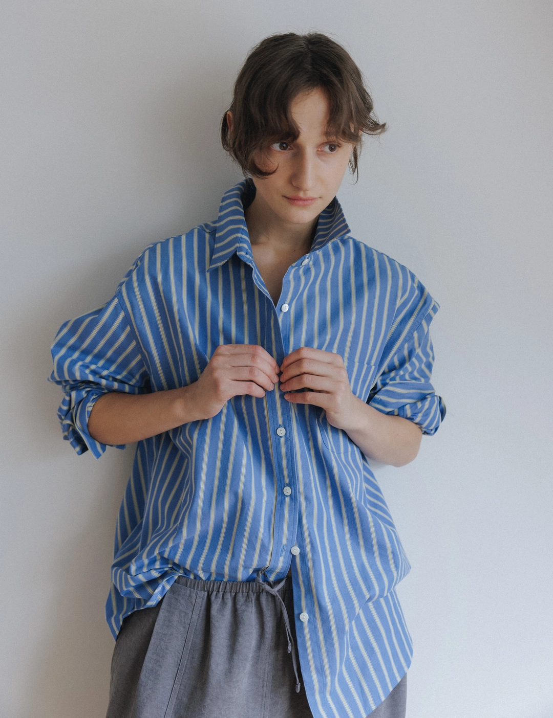 시엔느 August Stripe Shirt (Blue) 상품 이미지 1
