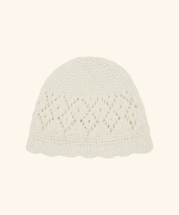 Scallop Punched Knit Beanie ( Ivory )