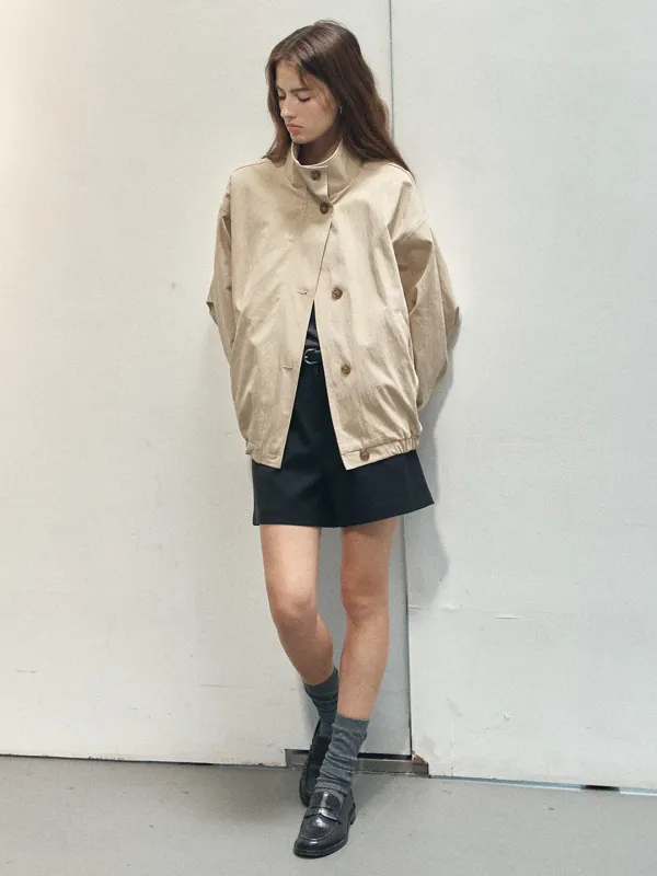 High-neck loose fit jumper [KNFW06JP02]_Beige - 노운베러