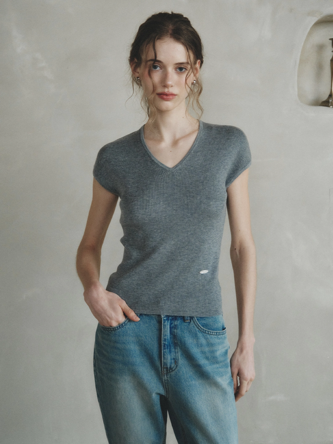 르니나 LONDI v-neck wool knit_gray 상품 이미지 1