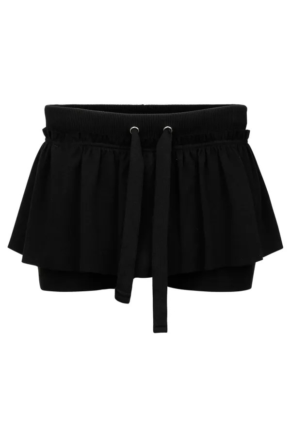 RUFFLE SHORT PANTS BLACK