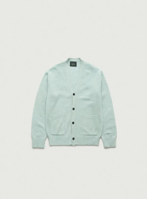 Fuzzy V-neck Knit Cardigan_Mint