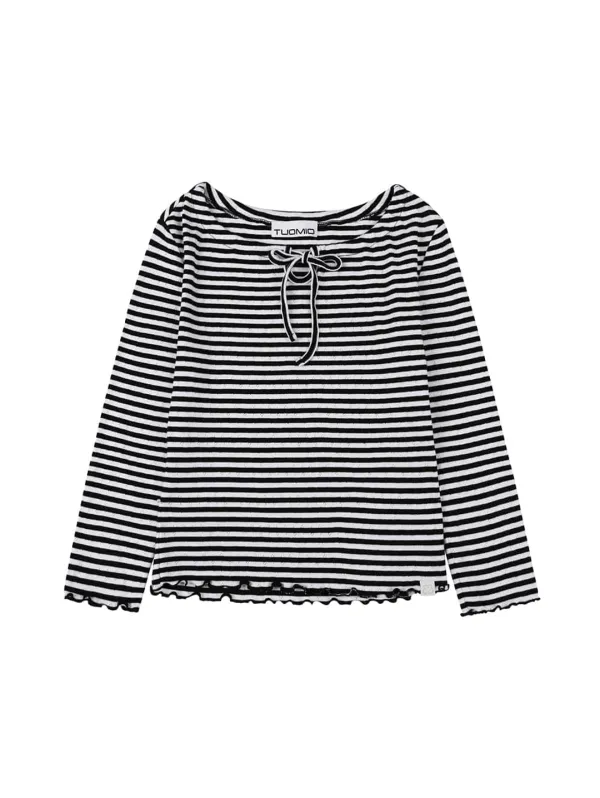 POINTELLE PAJAMA TOP [BLACK]