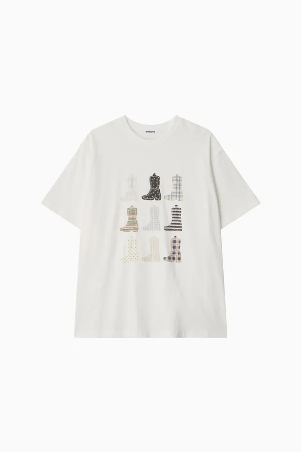 PONY BOOTS OVERFIT T-SHIRT, WHITE